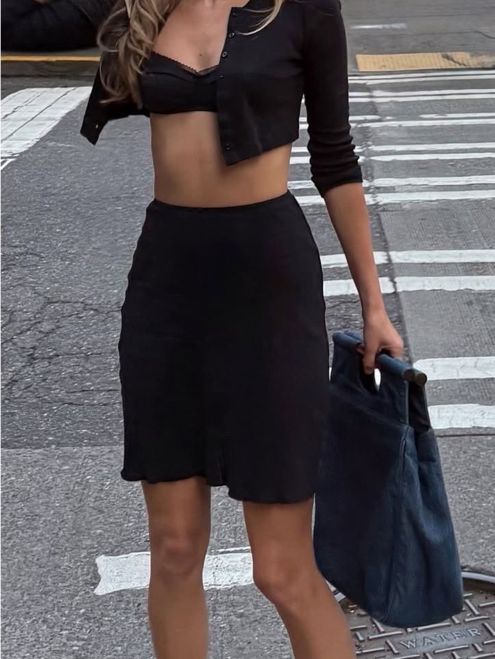 Classic Black Midi slip skirt